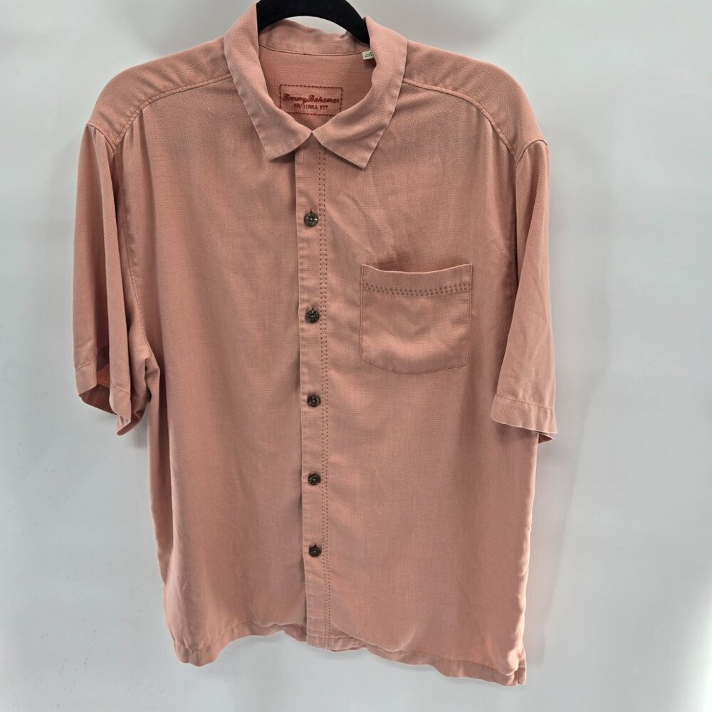 Tommy Bahama Pink Island Zone Original Fit Silk Camp Shirt Medium